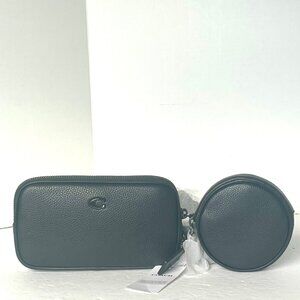 Coach Charter Slim Crossbody Bag Blueberry Pebbled Leather Round Pouch CC070